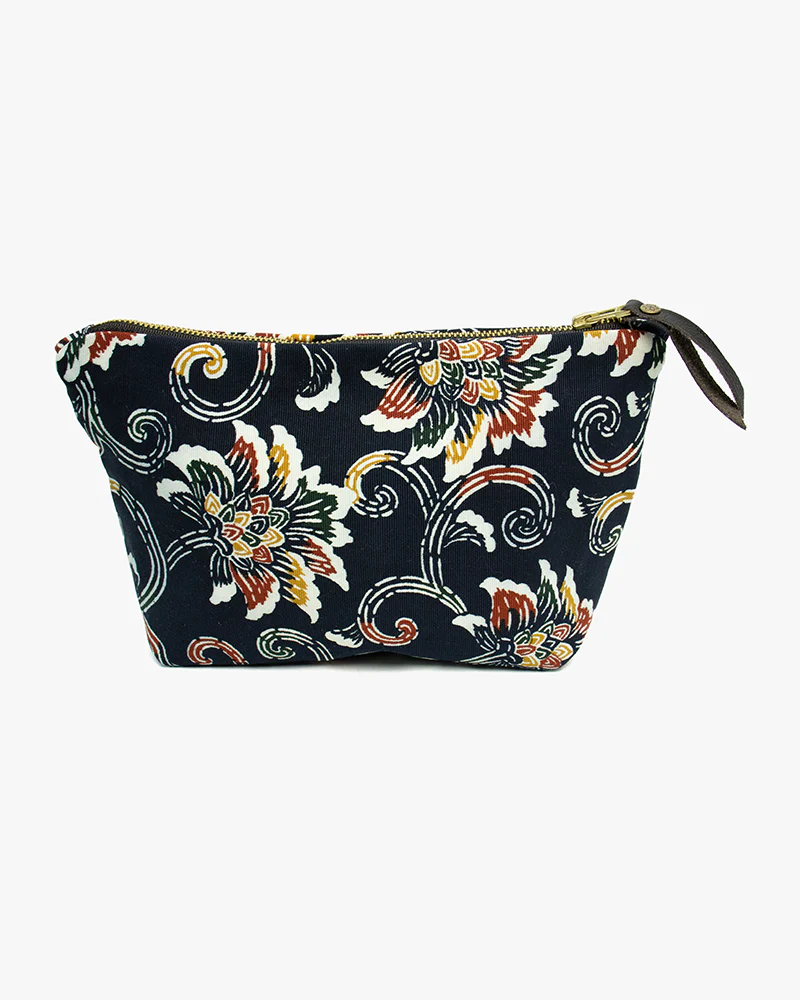 Kiriko Original Obi Stand-Up Pouch, Indigo with Floral Pattern - Image 2