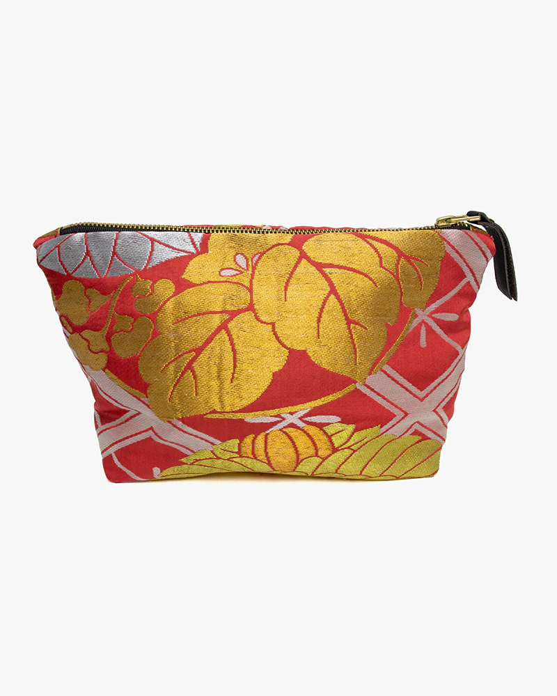 Kiriko Original Obi Stand-Up Pouch, Red with Gold Cranes - Image 2