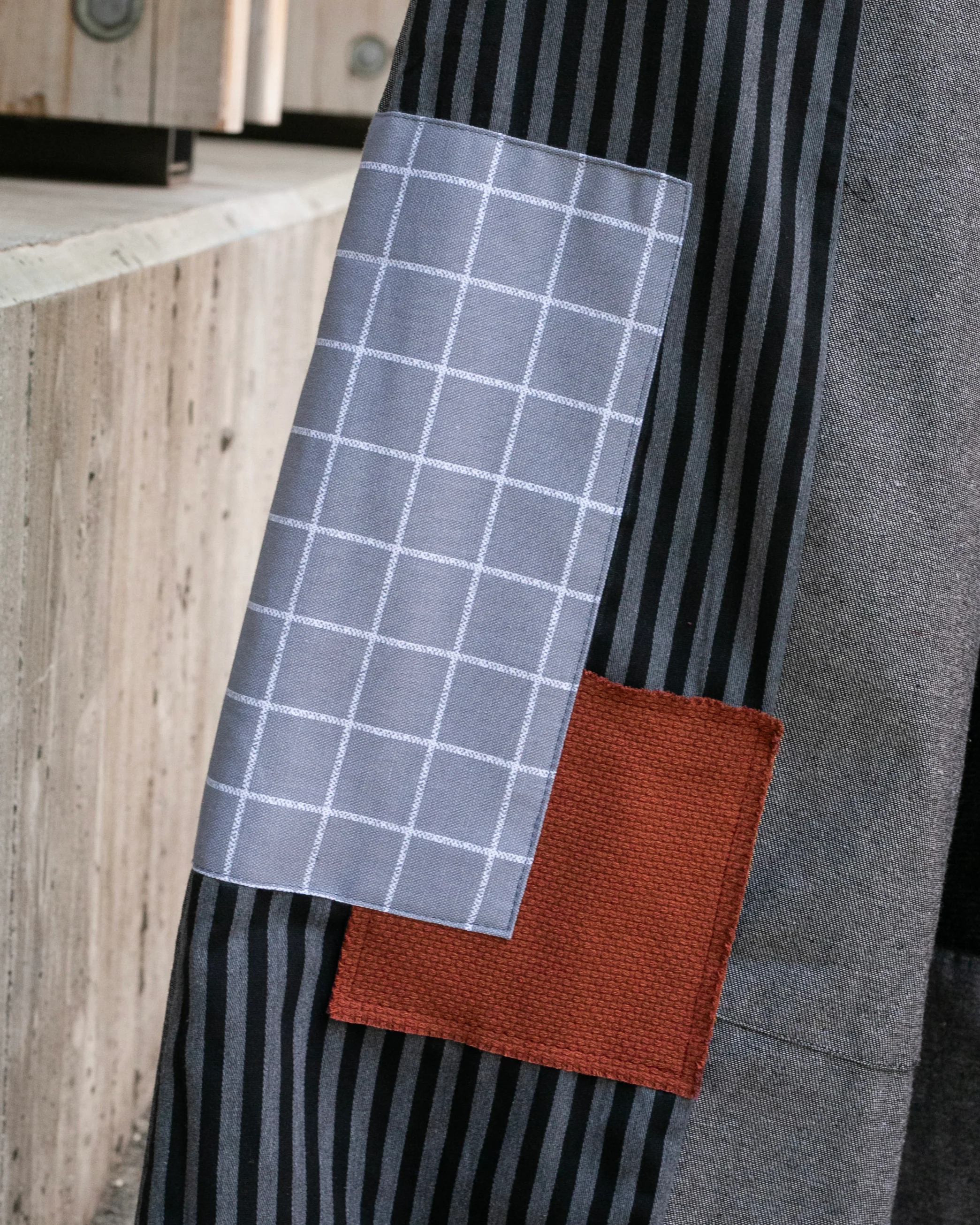 Kiriko Custom Pants, Black and Charcoal Patched, Wide Leg - Image 3