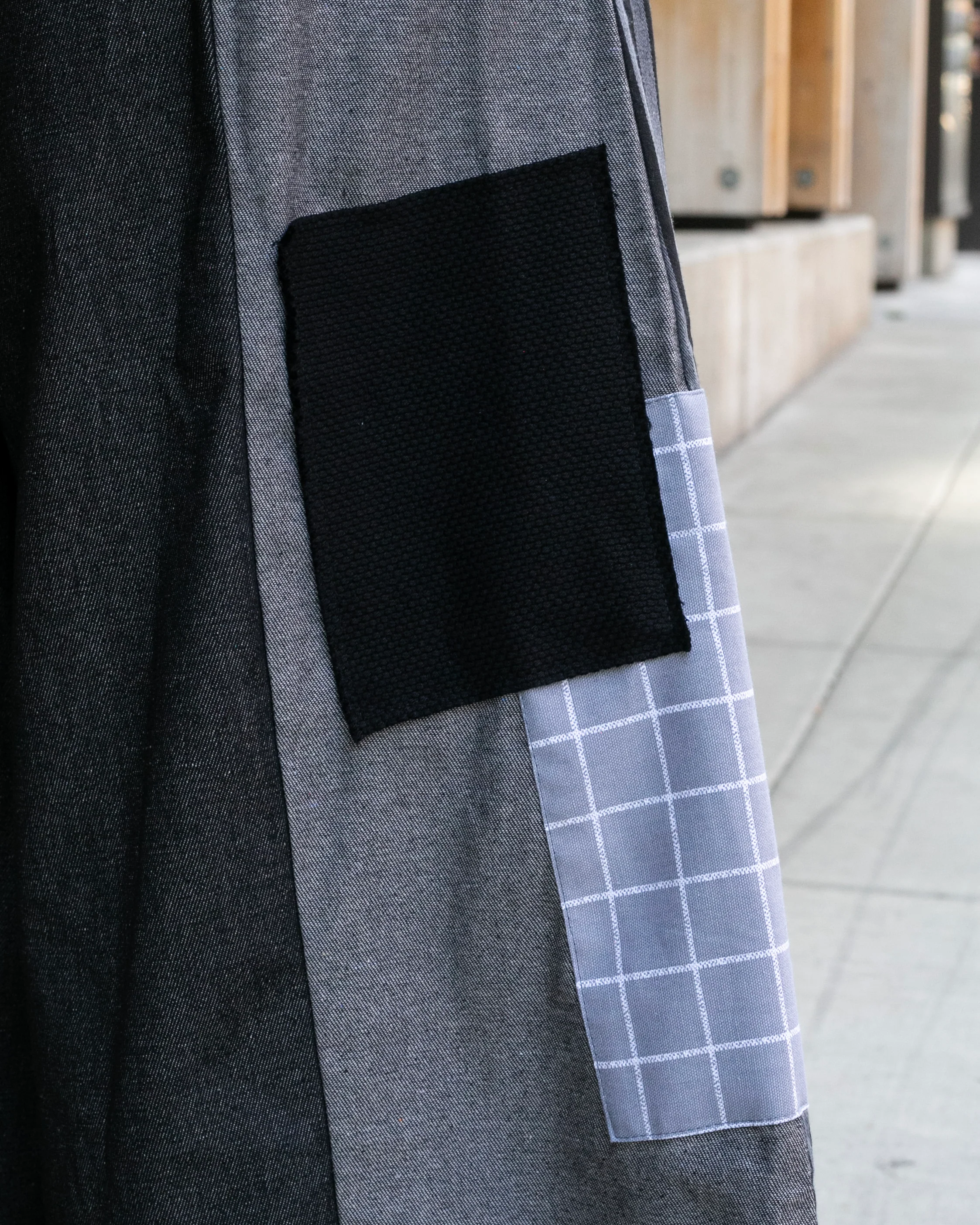 Kiriko Custom Pants, Black and Charcoal Patched, Wide Leg - Image 5