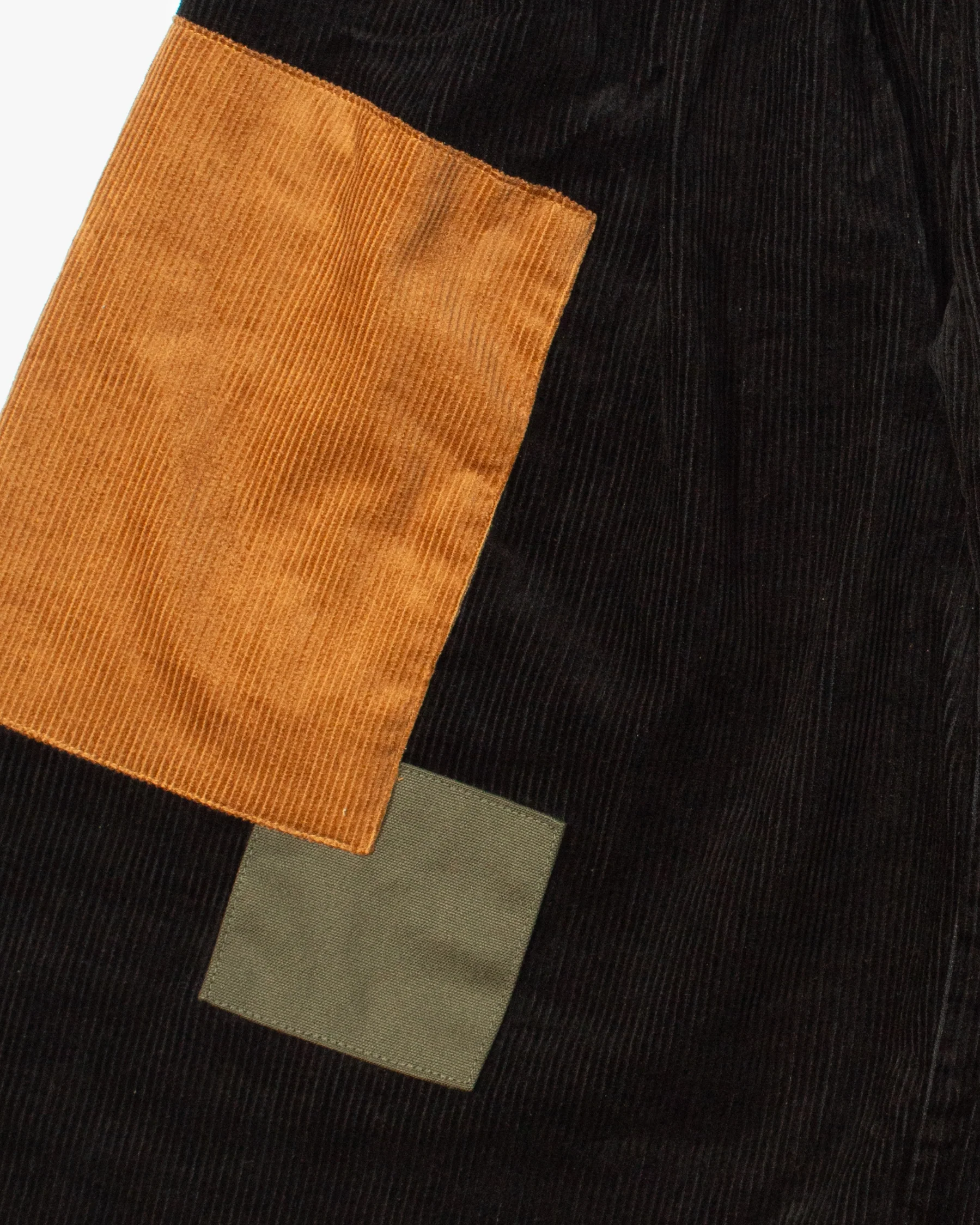 Kiriko Custom Wide Leg Pants, Heavy-Weight Corduroy Patched, Black - Image 3
