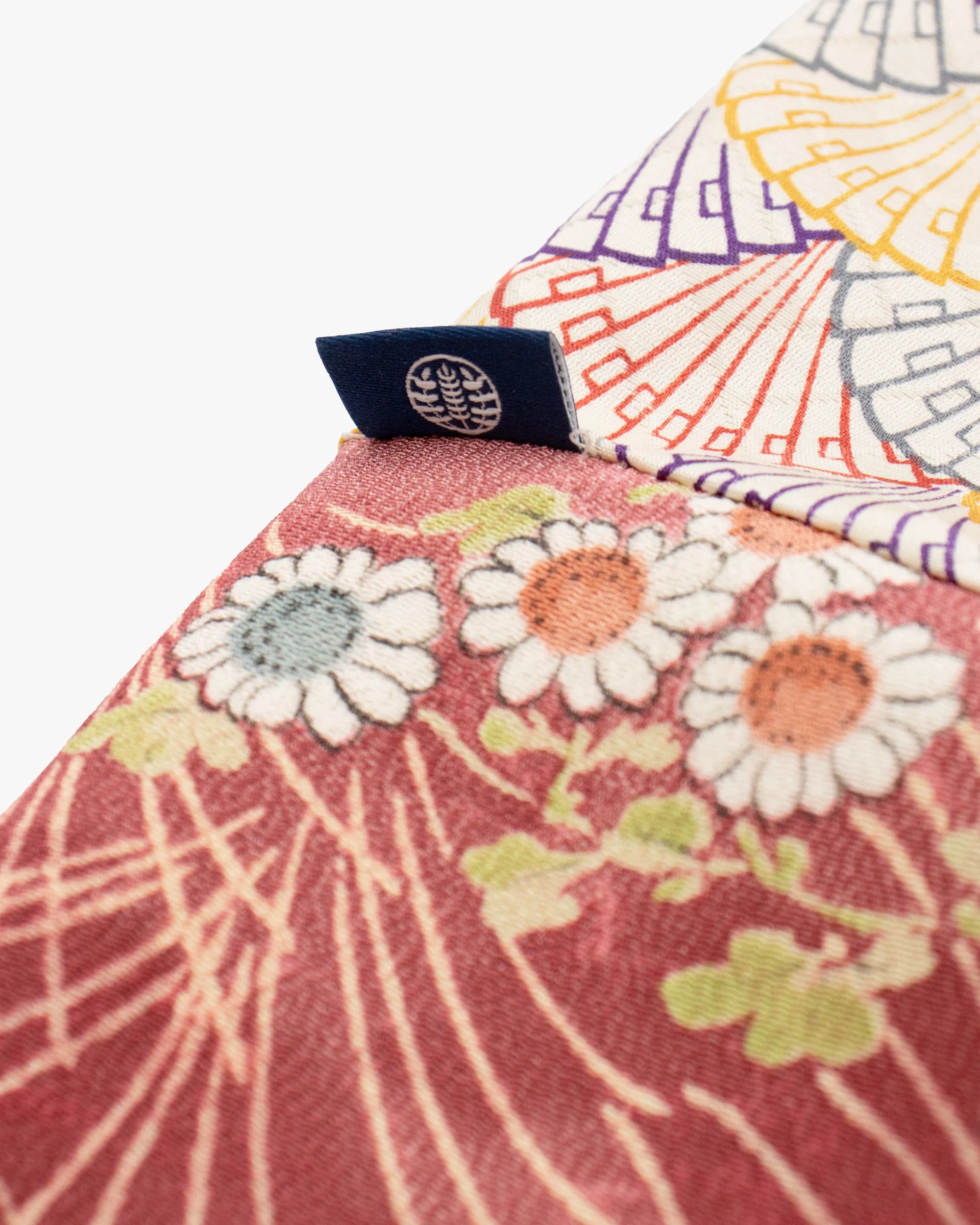 Kiriko Original Scarf, Infinity, Kimono, Deep Pink Floral and Multicolor Uchiwa - Image 7