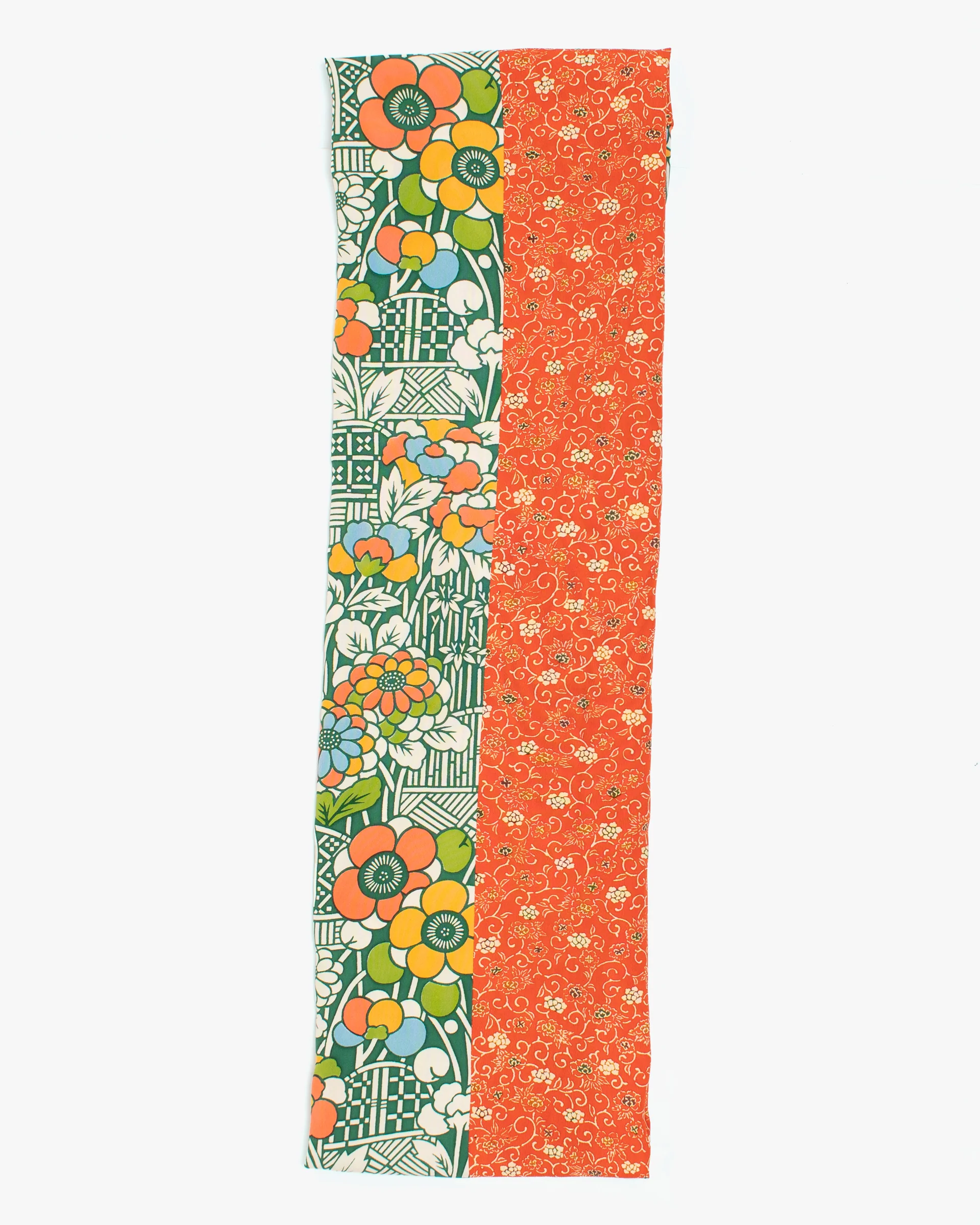 Kiriko Original Scarf, Infinity, Kimono, Orange and Green Floral with Multicolor Accents - Image 3