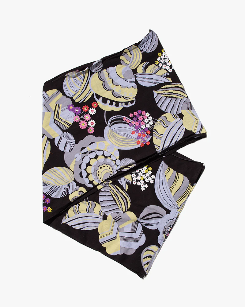 Kiriko Original Scarf, Kiji, Yukata, Black Small Flowers - Image 2