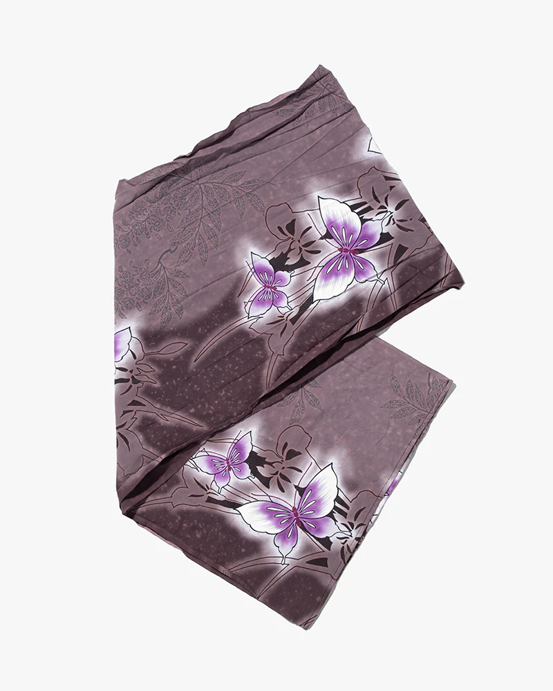 Kiriko Original Scarf, Kiji, Yukata, Gray Butterfly - Image 3