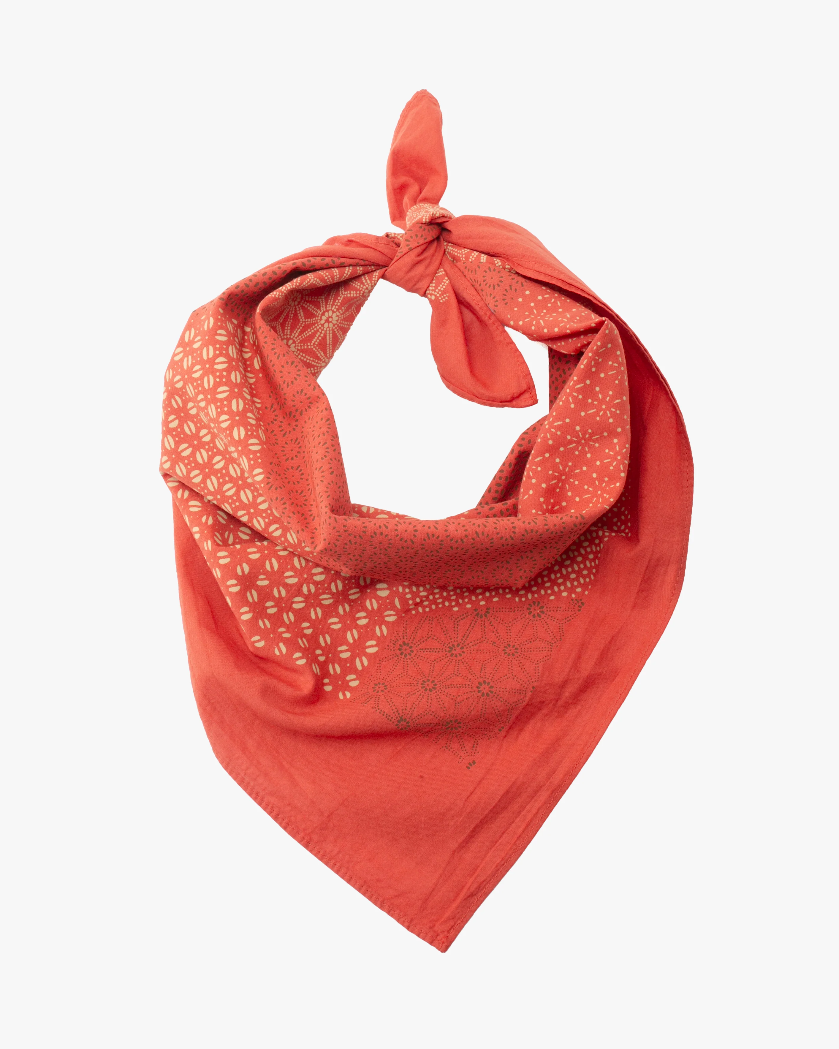 Kiriko Original Screen Printed, Custom-Dyed Bandana, Katazome Multi - Red - Image 3