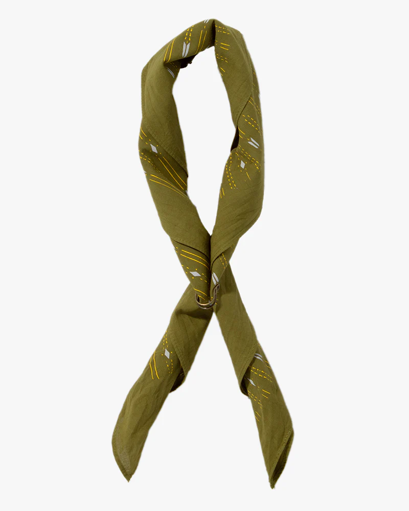 Kiriko Original Screen Printed, Custom-Dyed Bandana, Yagasuri - Green - Image 3