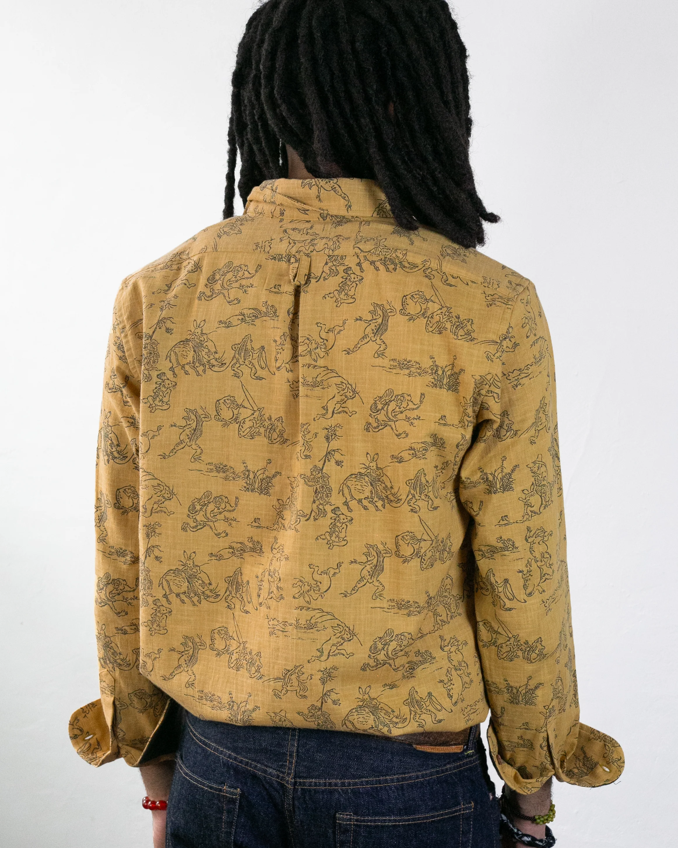 Kiriko Original Shirt, Long Sleeve Button-Up, Mustard Choju Giga - Image 2