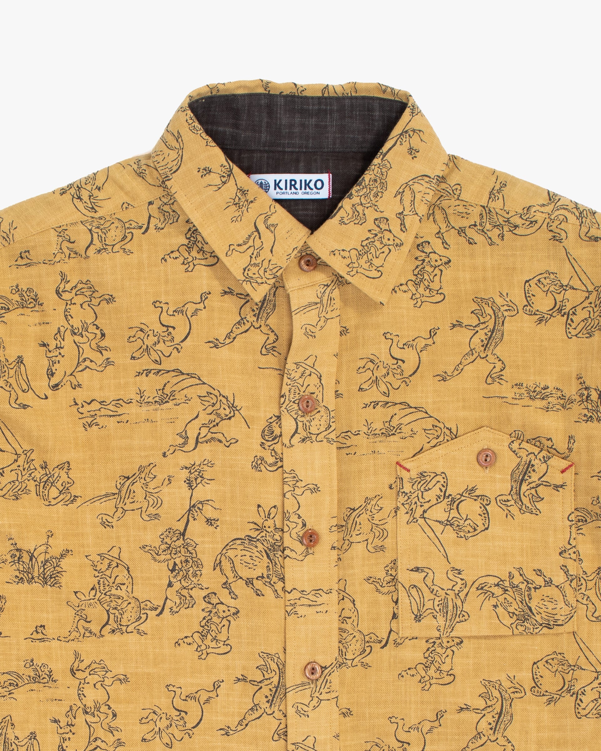 Kiriko Original Shirt, Long Sleeve Button-Up, Mustard Choju Giga - Image 7