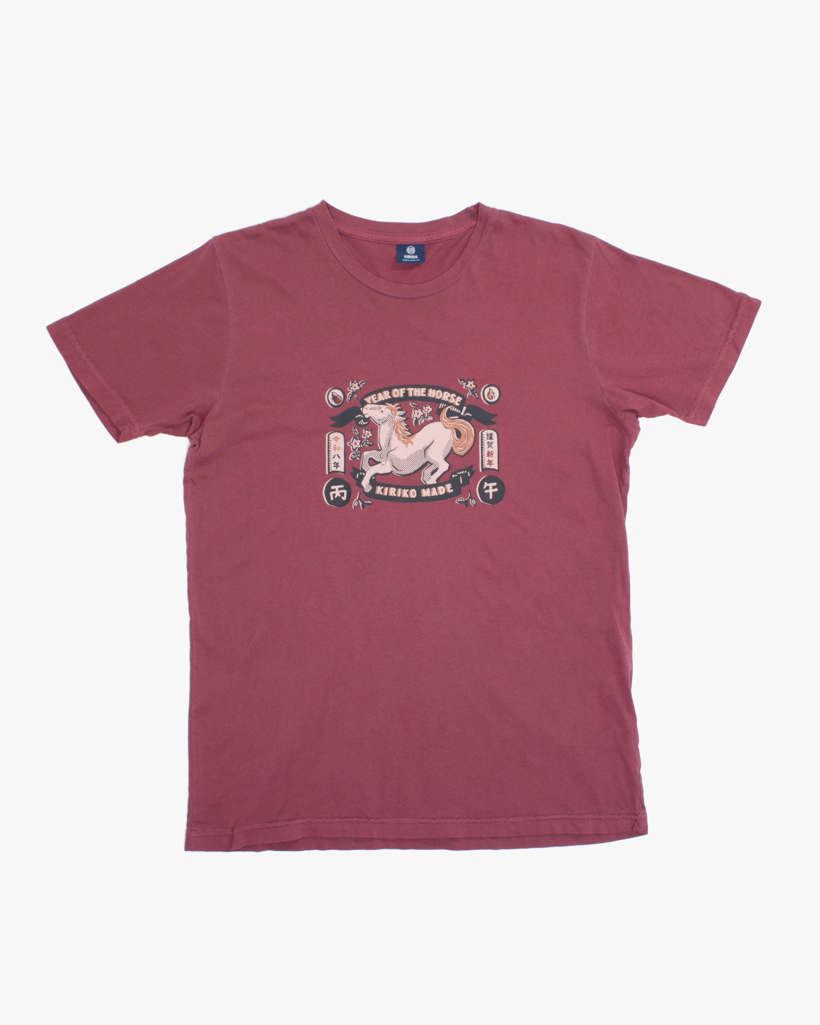 Kiriko Original Tee, 6 oz. Cotton, Pink with Year of the Horse