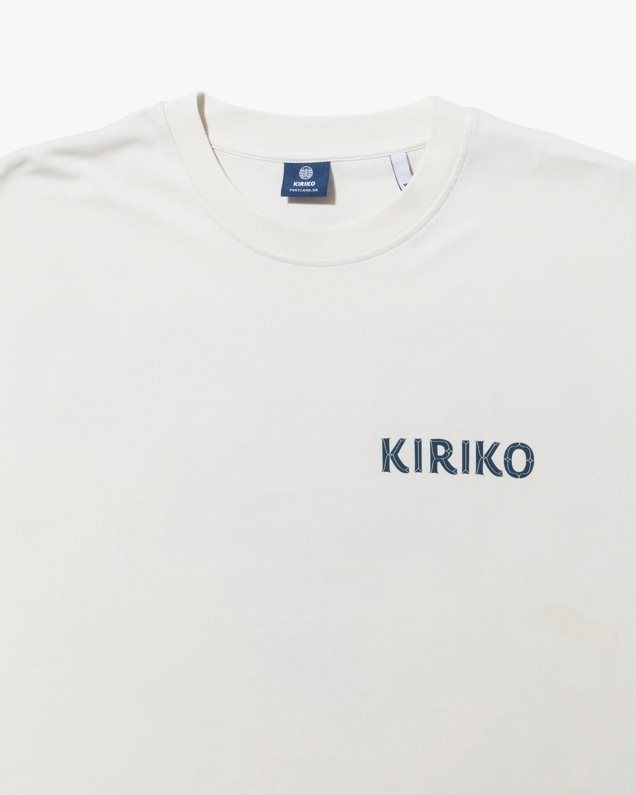Kiriko Original Ainu Tee, Cream with Indigo, Sky Blue and Gold - Image 7