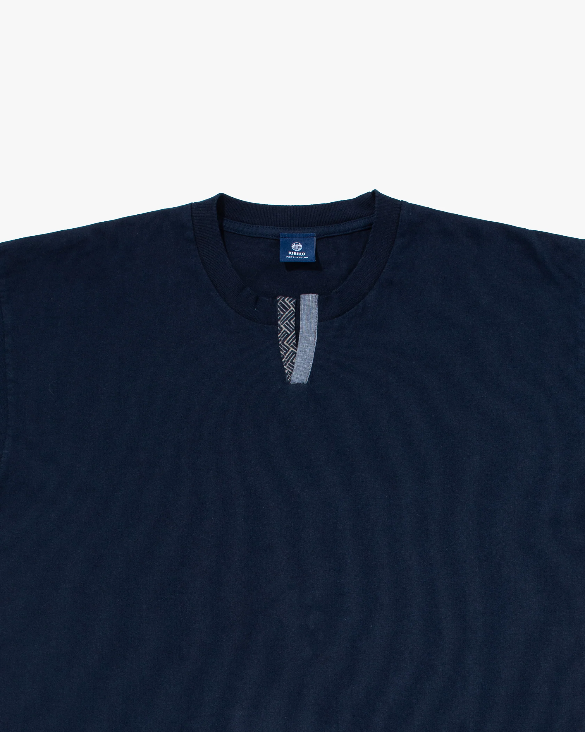 Kiriko Original Tee, 8 oz Cotton, Navy V-Henley - Image 3