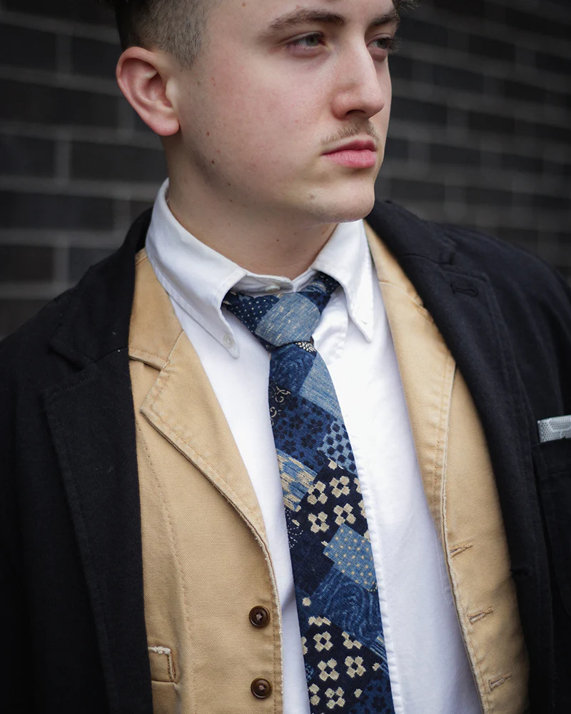 Kiriko Original Tie, Patchwork Style, Indigo