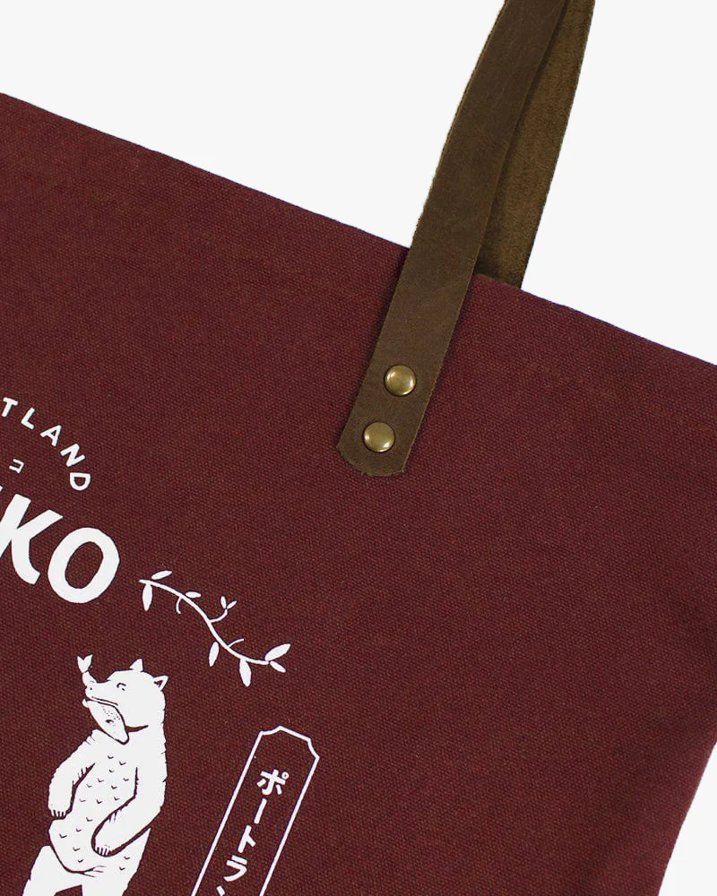 Kiriko Original Tote, Large, Canvas, Brick Red Bear - Image 3