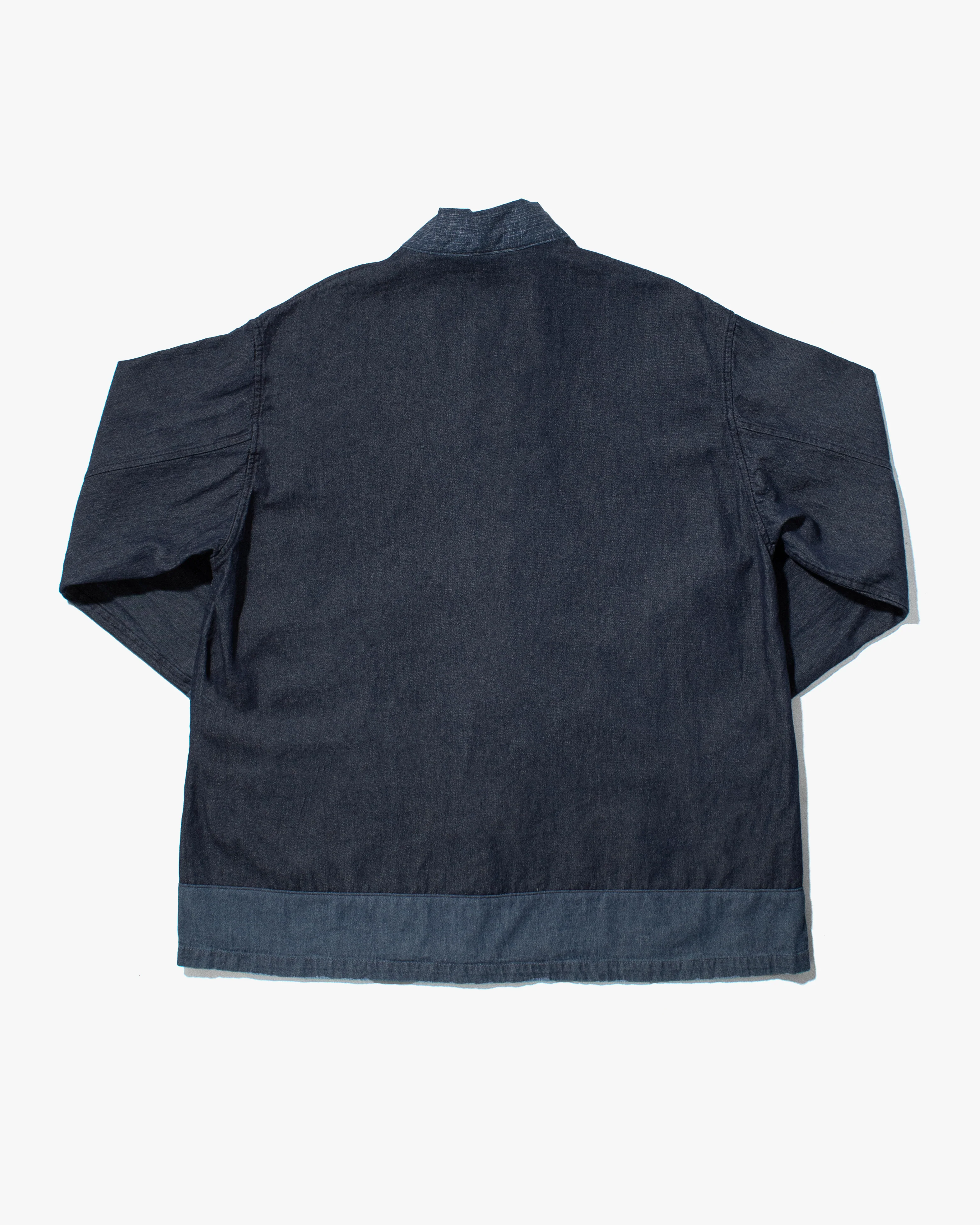 Kiriko Original Two Tone Denim Jacket, Mandarin Style, Dark Indigo with Light Indigo - Image 11