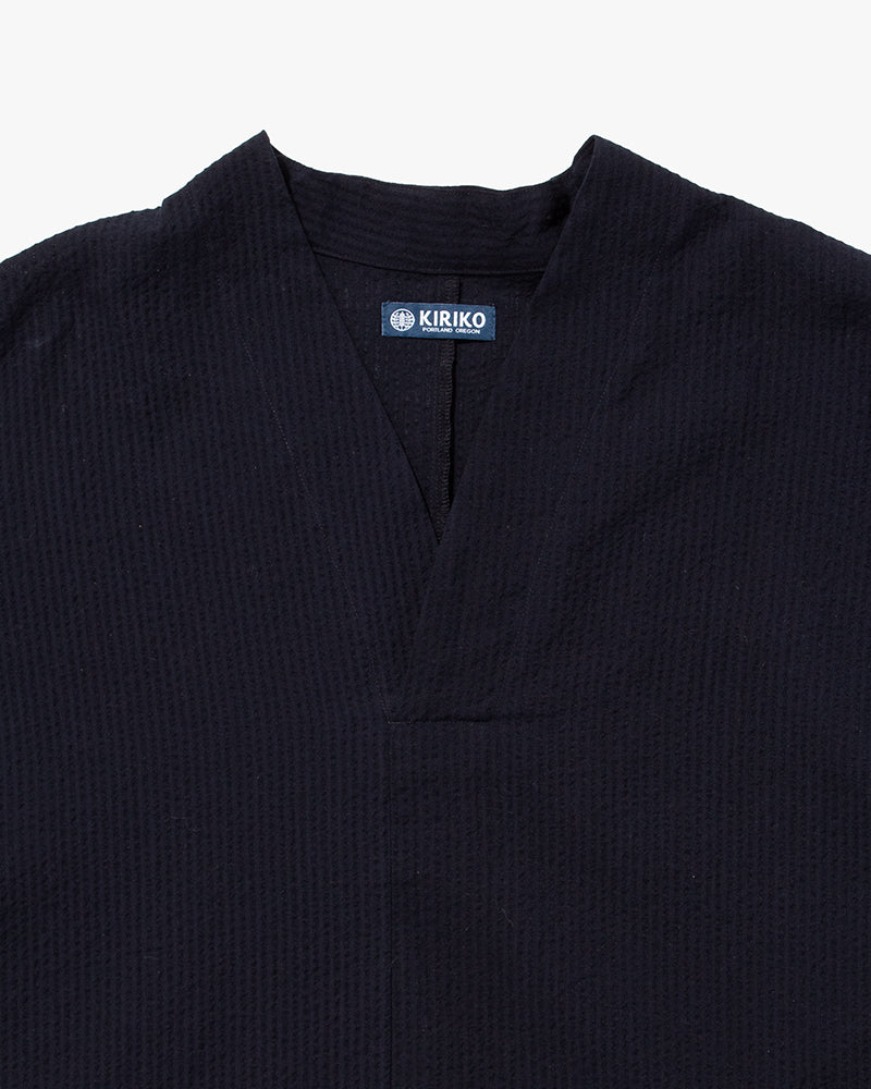 Kiriko x ToK, V-Neck Tunic, Indigo Chijimi - Image 7