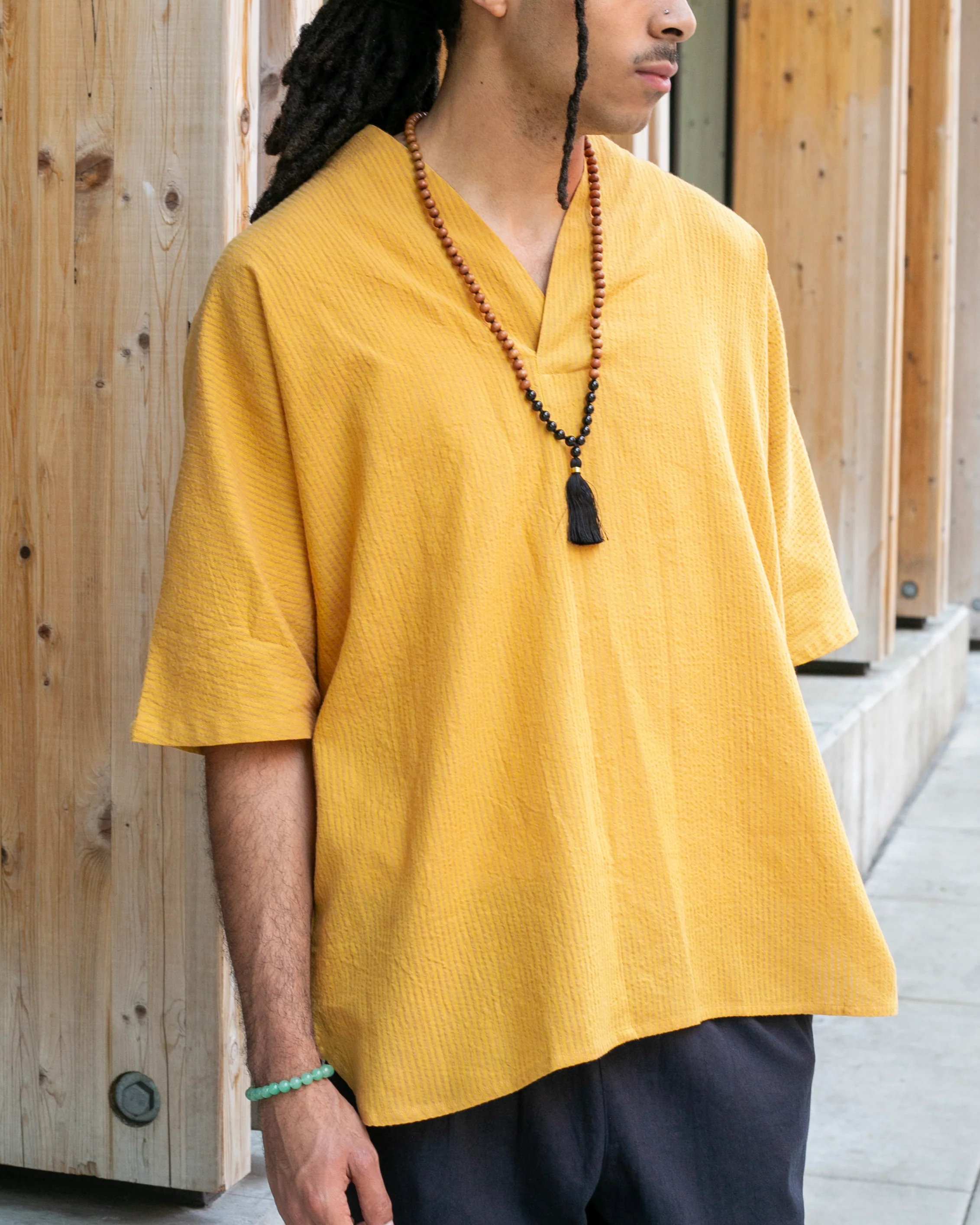 Kiriko x ToK, V-Neck Tunic, Sunflower Chijimi - Image 2