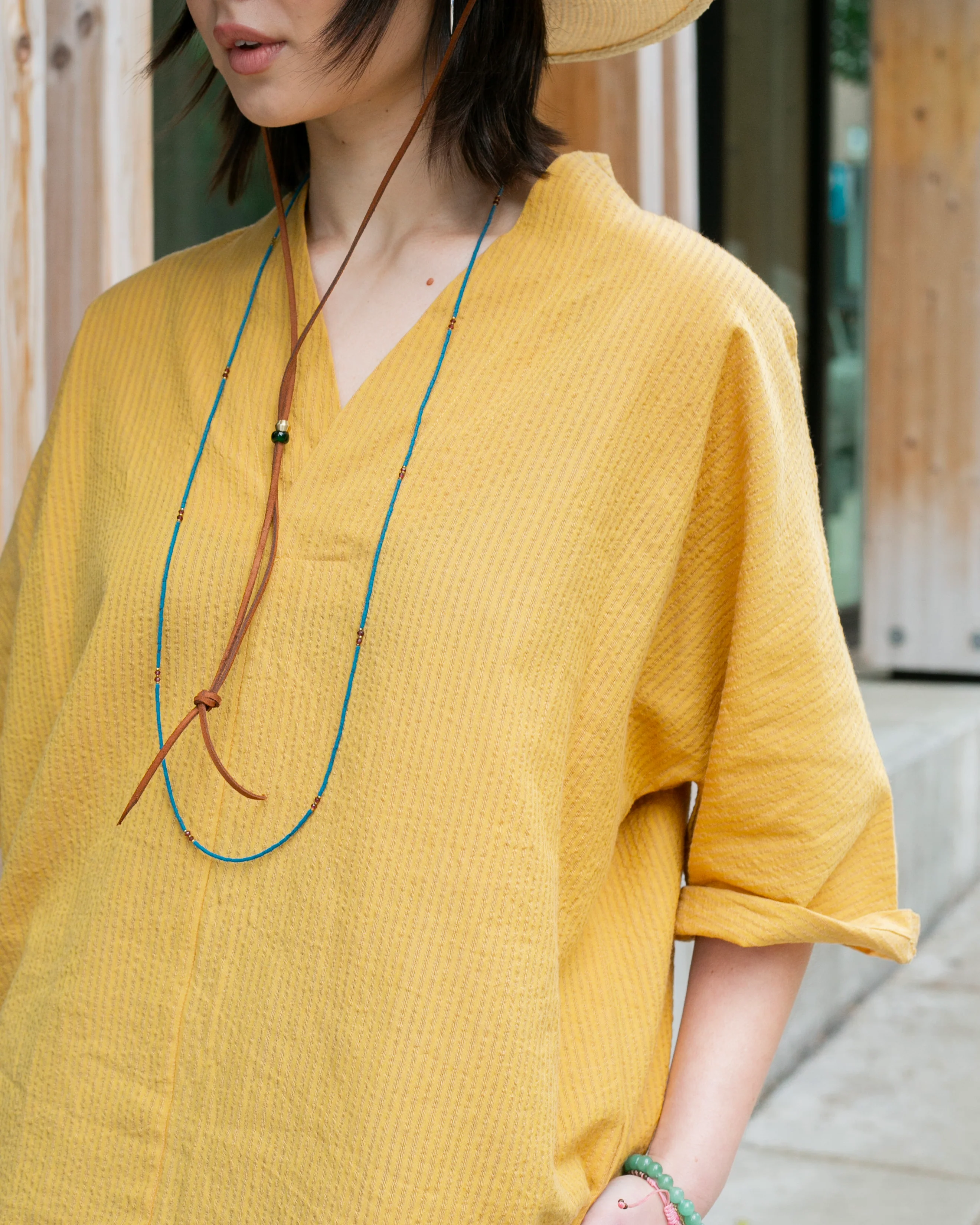 Kiriko x ToK, V-Neck Tunic, Sunflower Chijimi - Image 3