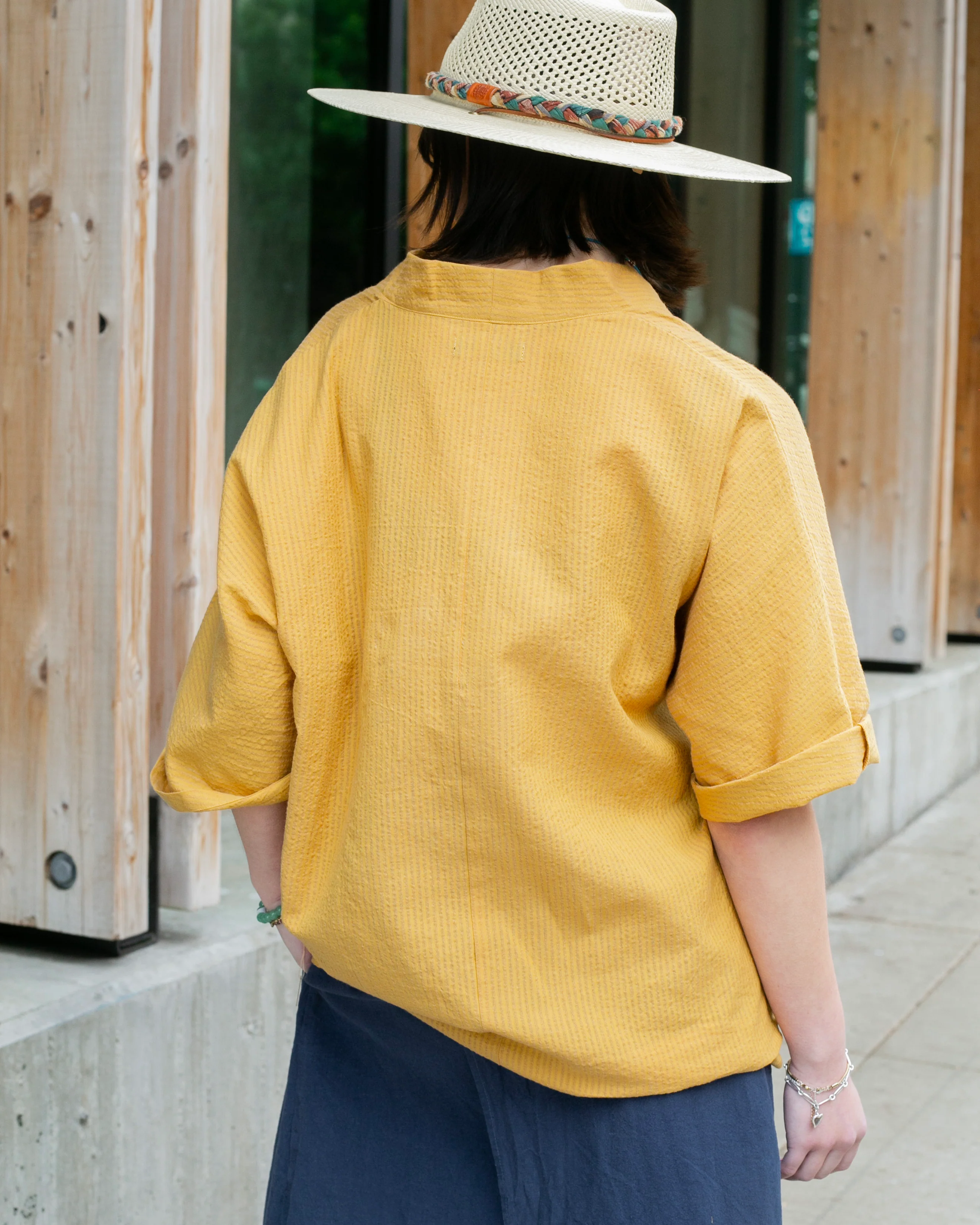 Kiriko x ToK, V-Neck Tunic, Sunflower Chijimi - Image 4