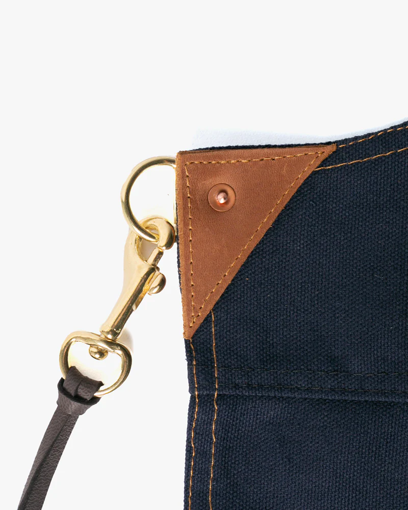 Kokoro Original Work Apron, Full, Canvas Two-Tone, Navy with Beige Pockets - Image 7