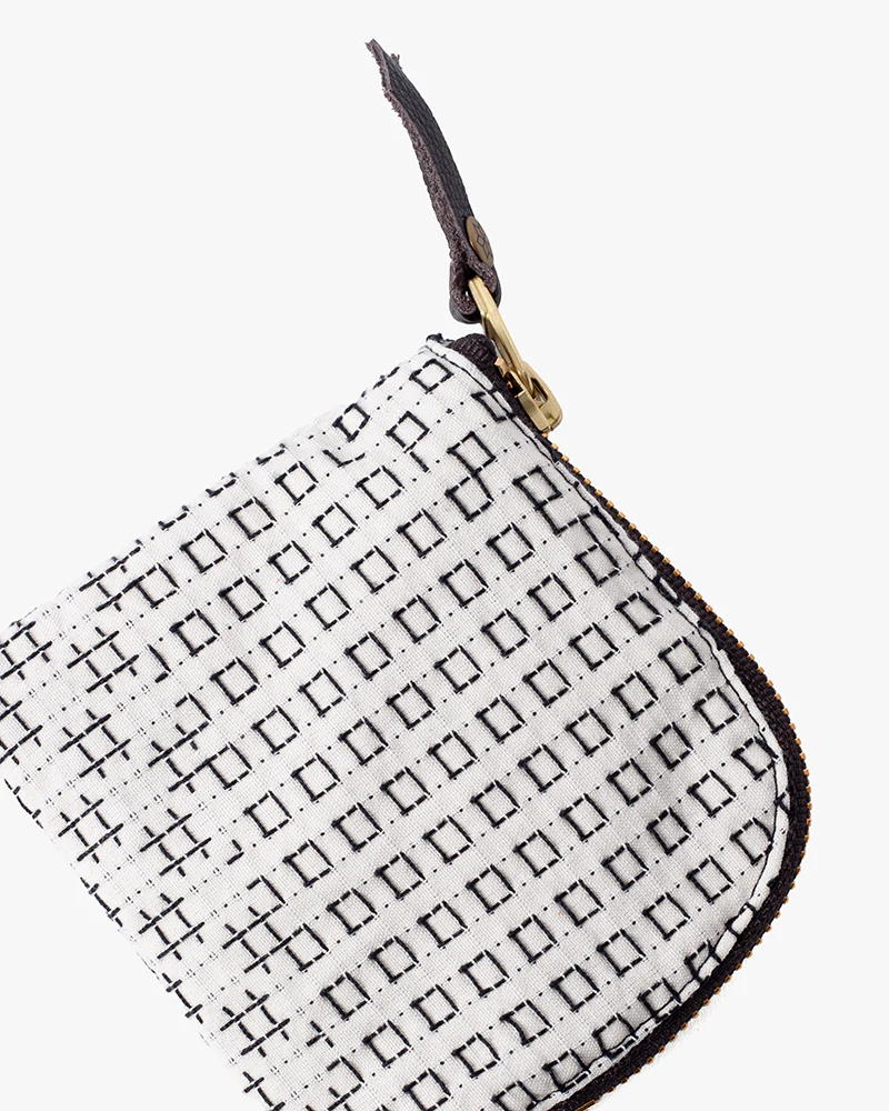 Kiriko Original Zipper Wallet, White Sashiko - Image 4