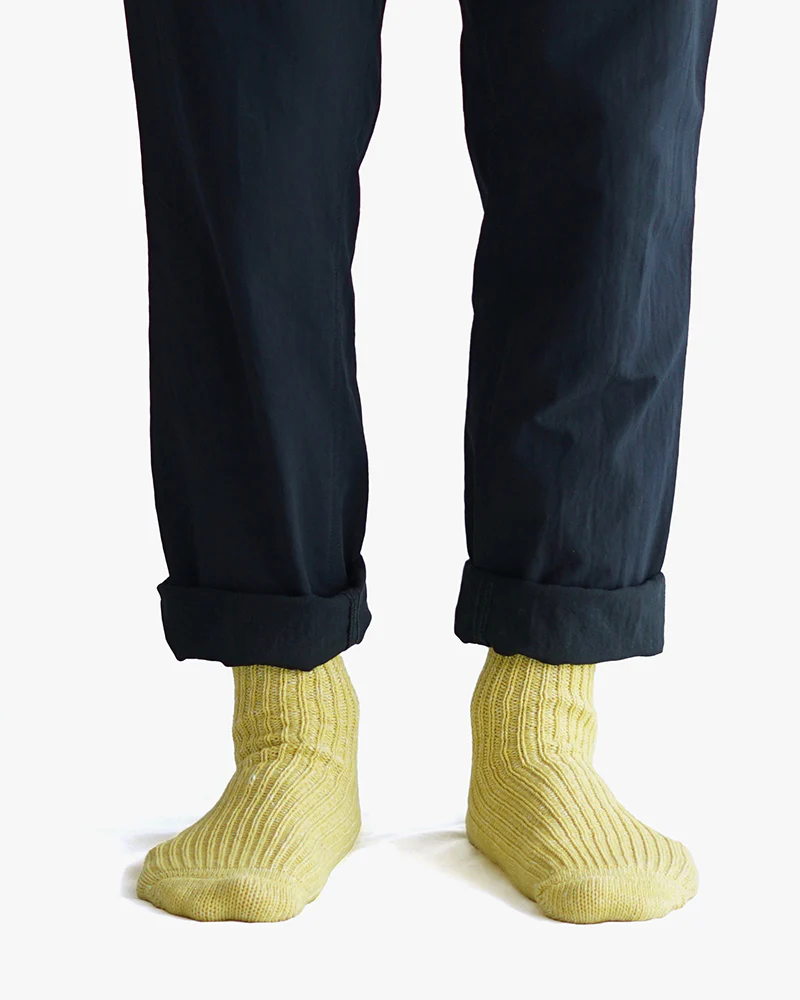 Knitwin, Crew Socks, Hemp Cotton Ribbed, Boston Vintage Yellow - Image 3