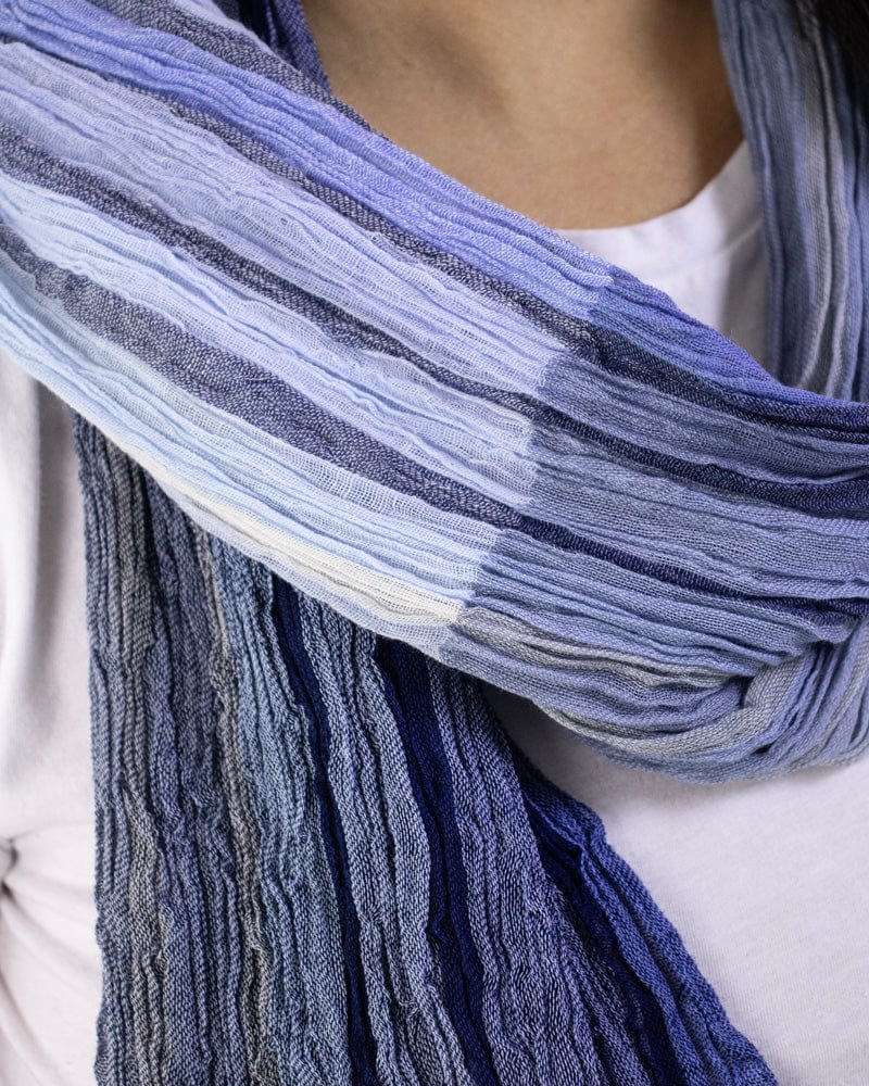 Kobo Oriza Linen Cotton Stole, Blue Gradient - Image 3