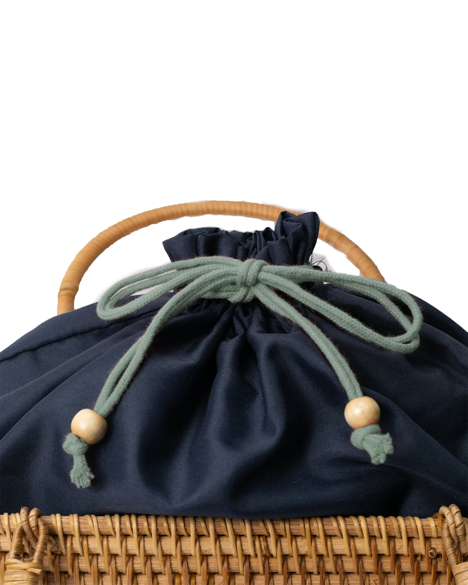 Kokoro Original, Bamboo Woven Bag with Blue Kinchaku Insert, Square - Image 11