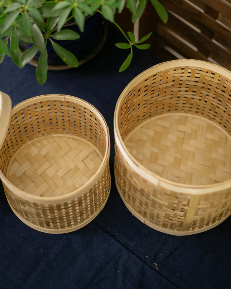 Kokoro Original, Woven Circular Bamboo Basket - Image 4