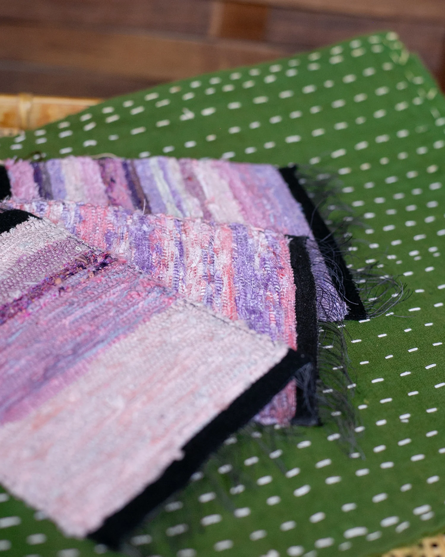Sakiori Coaster, Nitta Textile Arts Inc., Hand Woven, Rose - Image 3