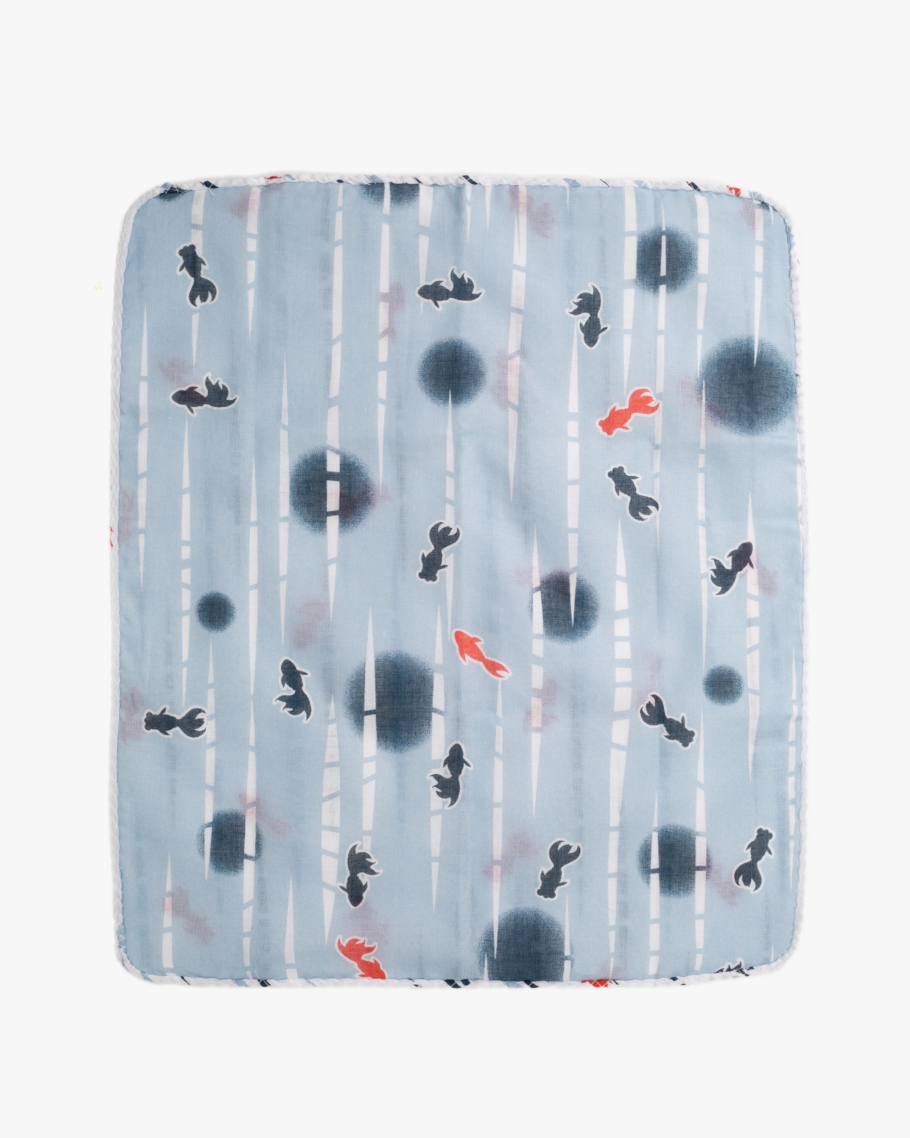 Kurochiku, Two-Sided Cotton Handkerchief, Blue and White Kingyo - Image 2