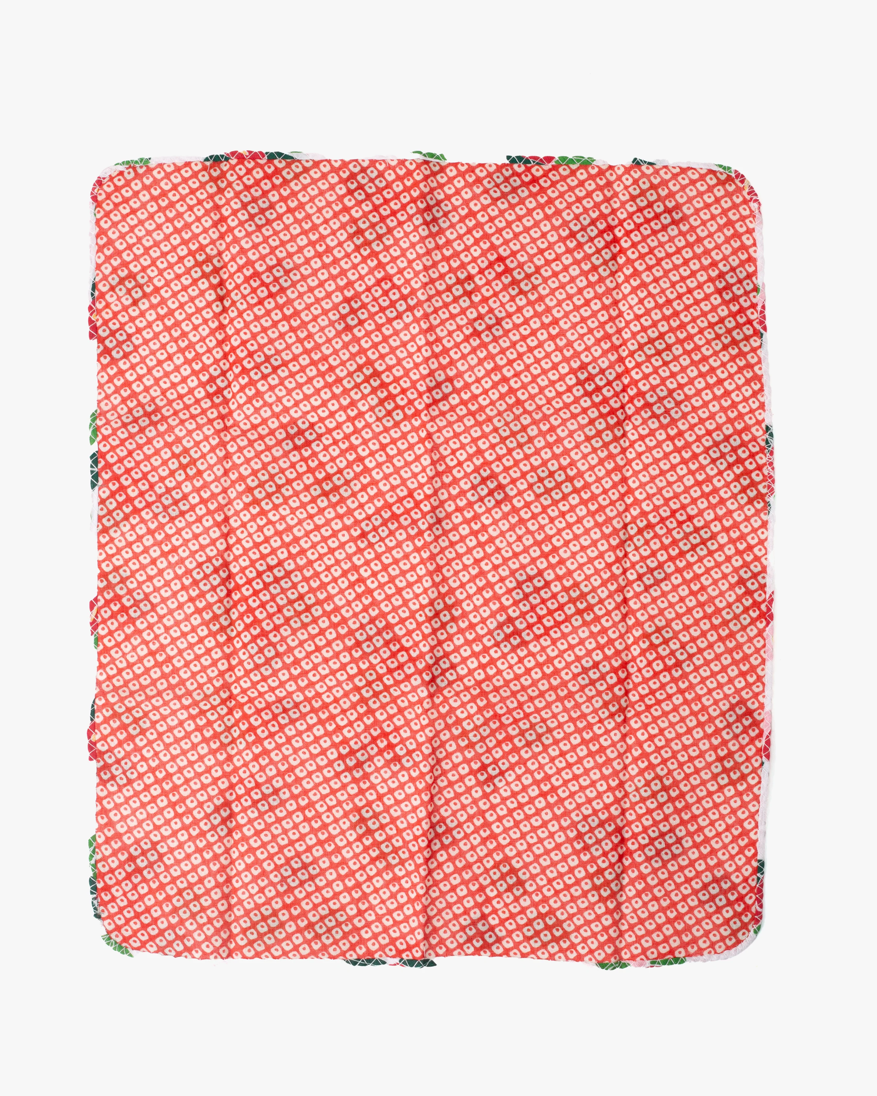 Kurochiku, Two-Sided Cotton Handkerchief, Red Shibori and White with Tsubaki - Image 3