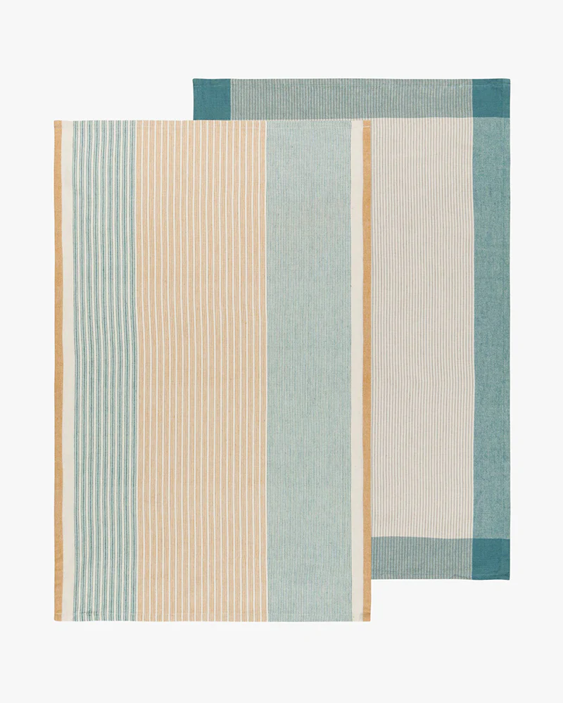 Danica Heirloom, Lagoon Array Stripe Dishtowel, Set of 2