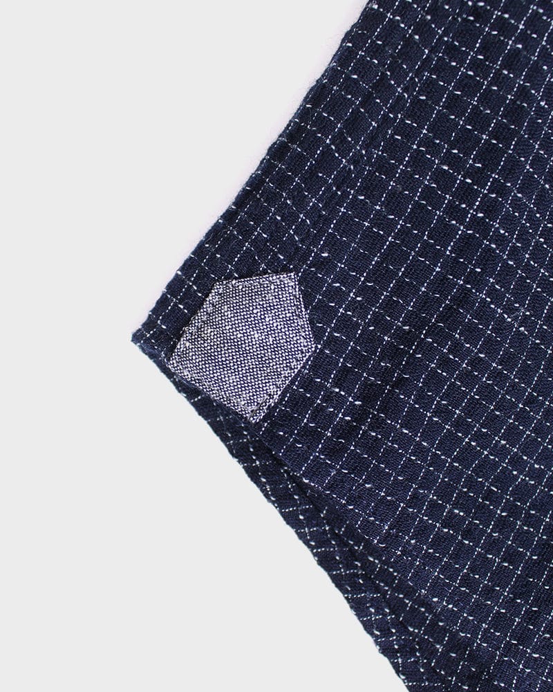 ToK Shirt, Long Sleeve Button-Up, Chijimi, Indigo with Small Grid - Image 3