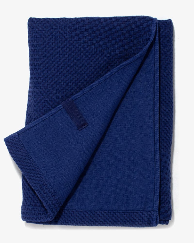 Maple & Moon Bath Towel, Blue with Blue Sashiko Stitching - Image 2