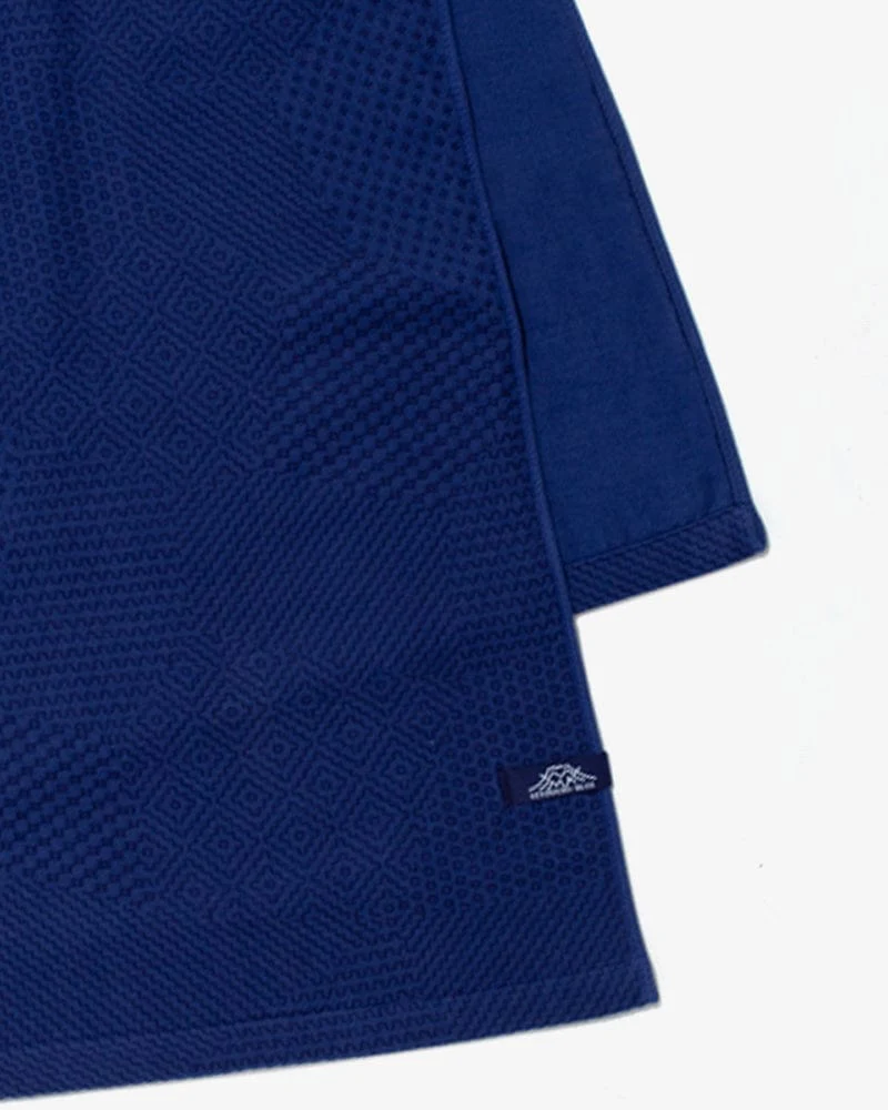 Maple & Moon Bath Towel, Blue with Blue Sashiko Stitching - Image 3