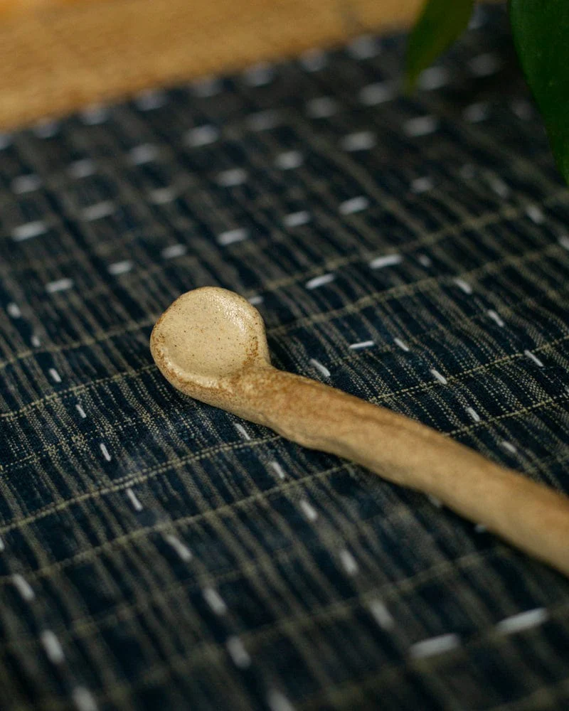 Mashiko-Yaki Spoon, Small, Tan and Brown - Image 2