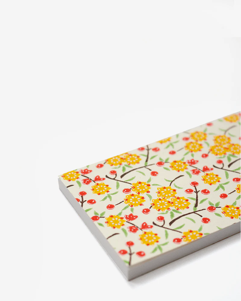 Shogado Memo Pad, Classic Series #6, Yellow and Pink Small Ume - Image 3
