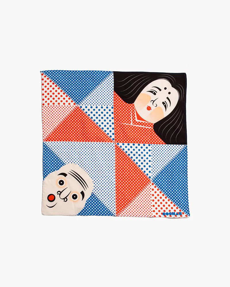 Modern Furoshiki, Musubi, Cochae, Okame & Hyottoko, 19 x 19