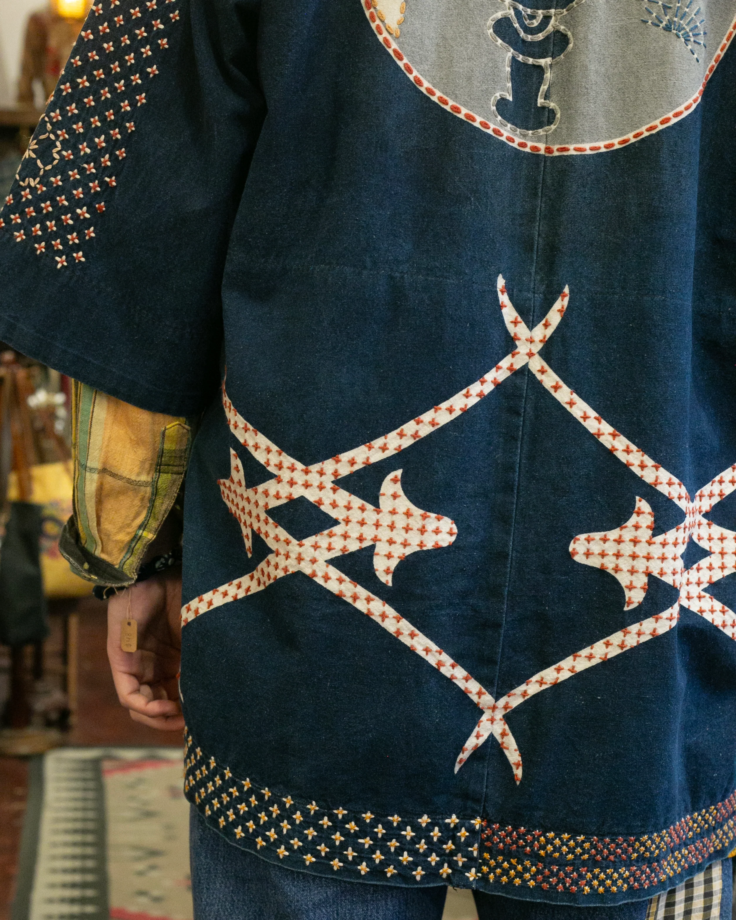Vintage Happi Jacket, Fully Hand Stitched Sashiko, Washed Indigo, Takada Zouen - Image 3