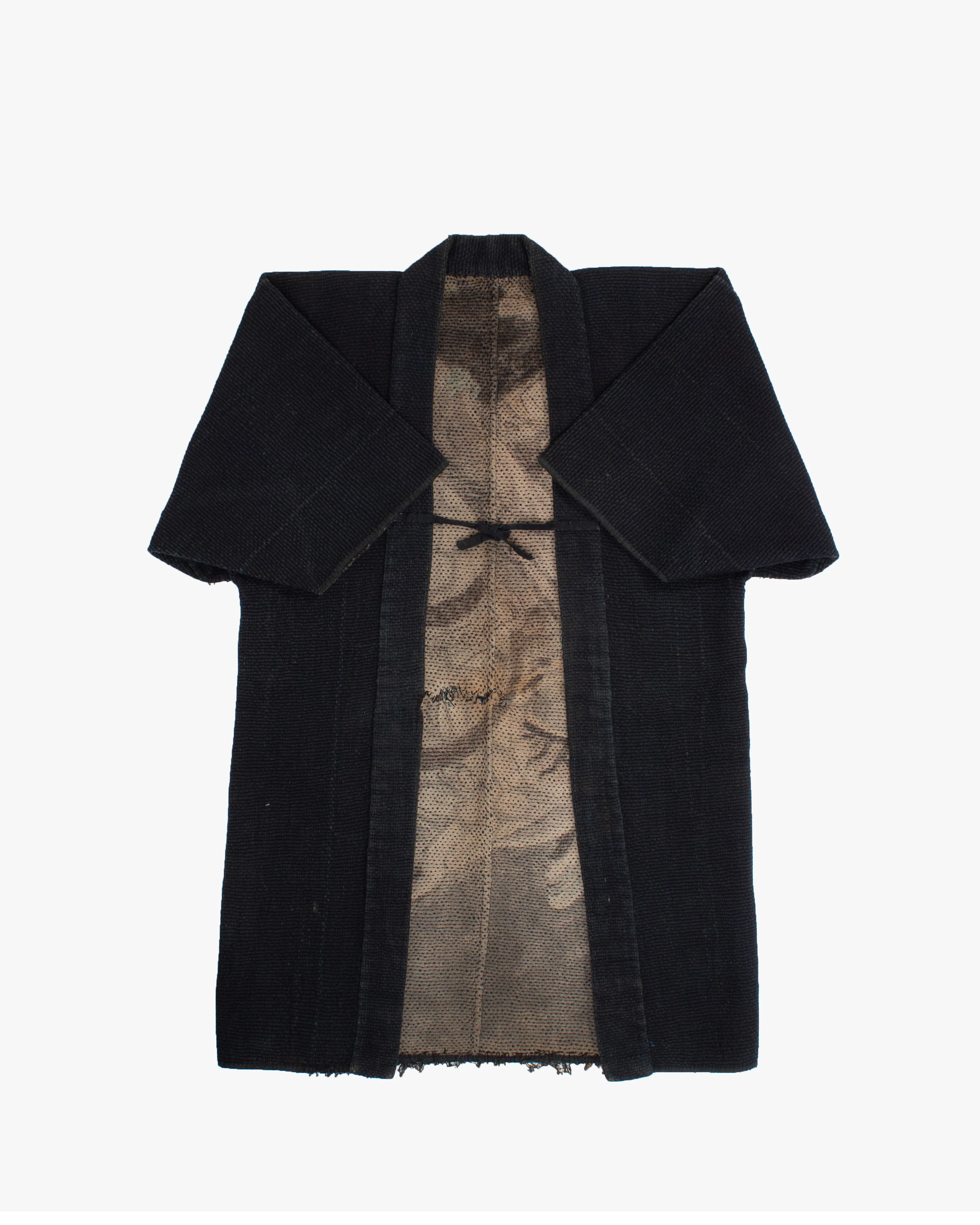 Vintage Noragi Jacket, Full Sashiko with Sakiori Back Panel, Dark Indigo with Rust and Red - Image 8