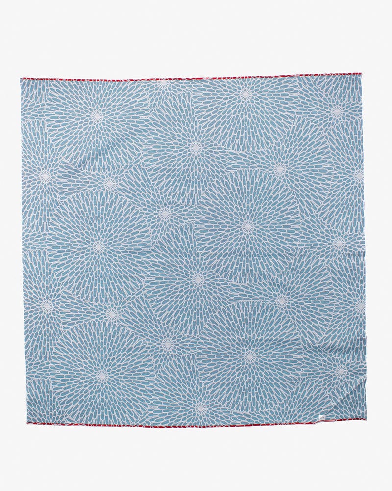 Modern Furoshiki, Musubi, Reversible, Isa Monyo, Kiku, Red and Sky Blue, 41" x 41" - Image 2