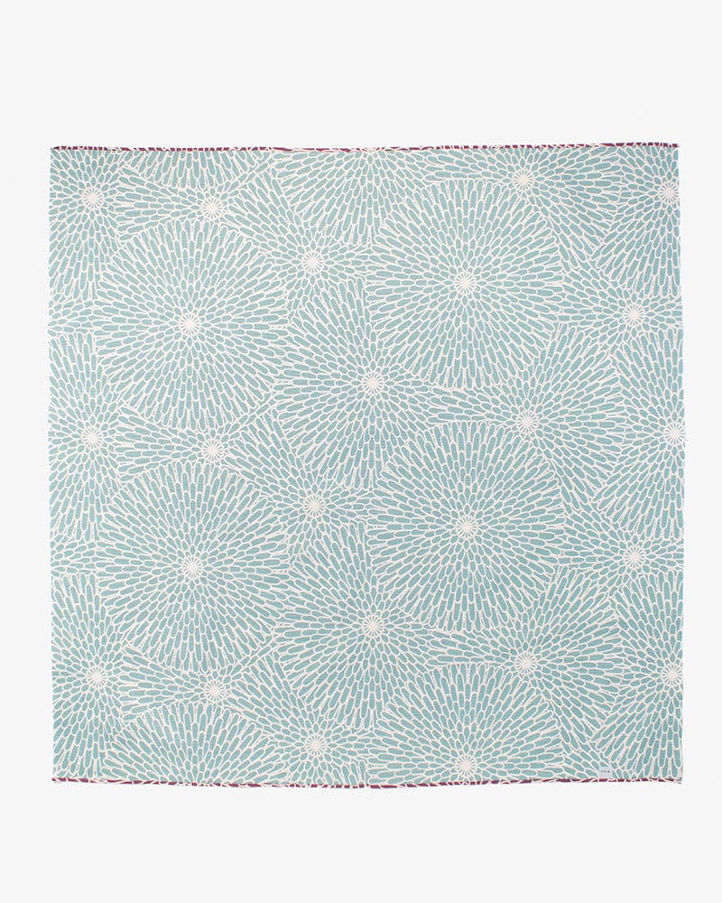 Modern Furoshiki, Musubi, Reversible, Isa Monyo, Kiku, Purple and Sky Blue, 41" x 41" - Image 2