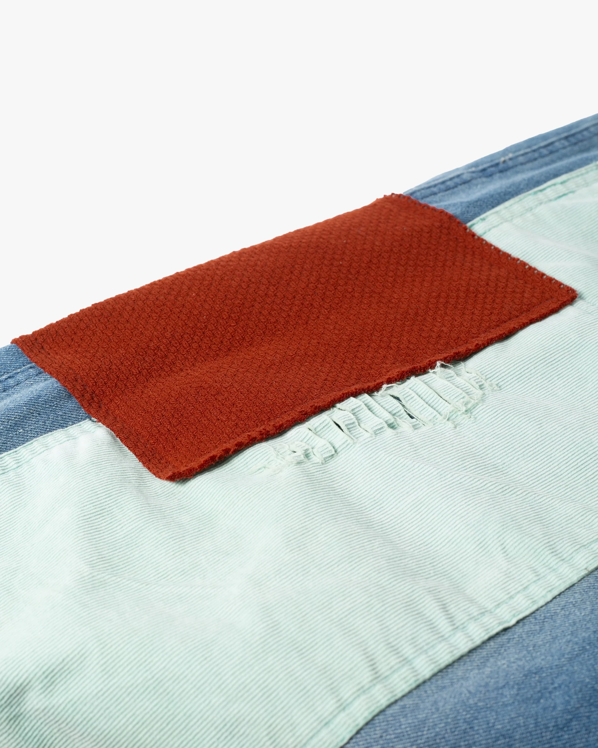 Kiriko Custom Patched Overalls, Colorblock Denim #3 - Image 12