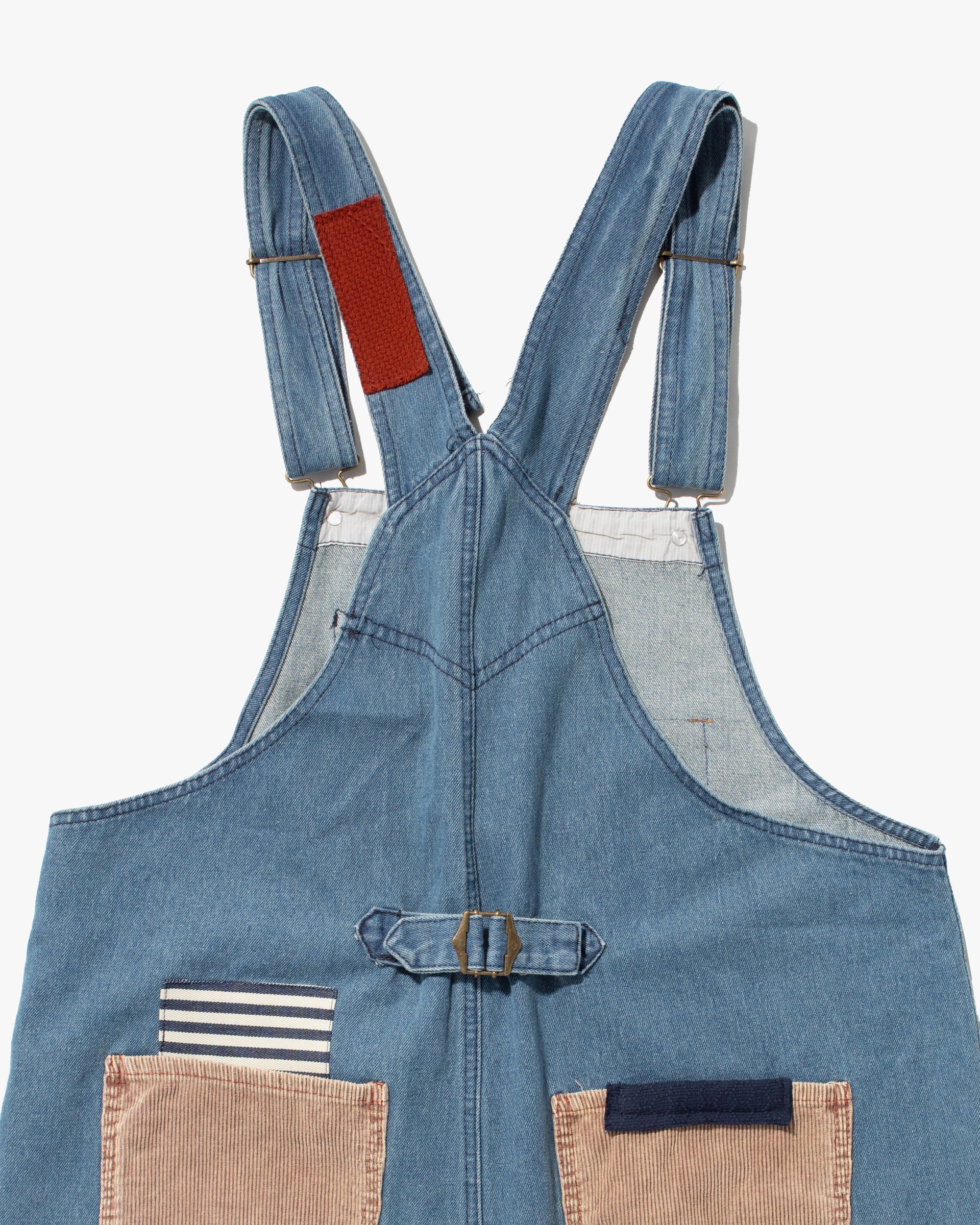 Kiriko Custom Patched Overalls, Colorblock Denim #3 - Image 4