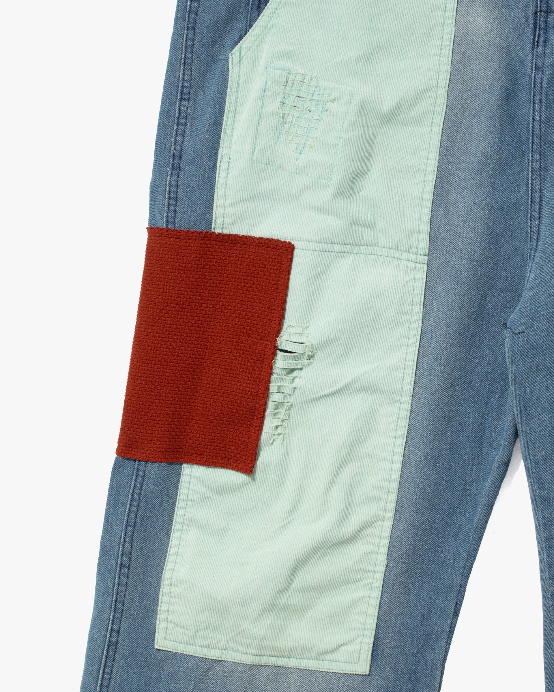 Kiriko Custom Patched Overalls, Colorblock Denim #3 - Image 5