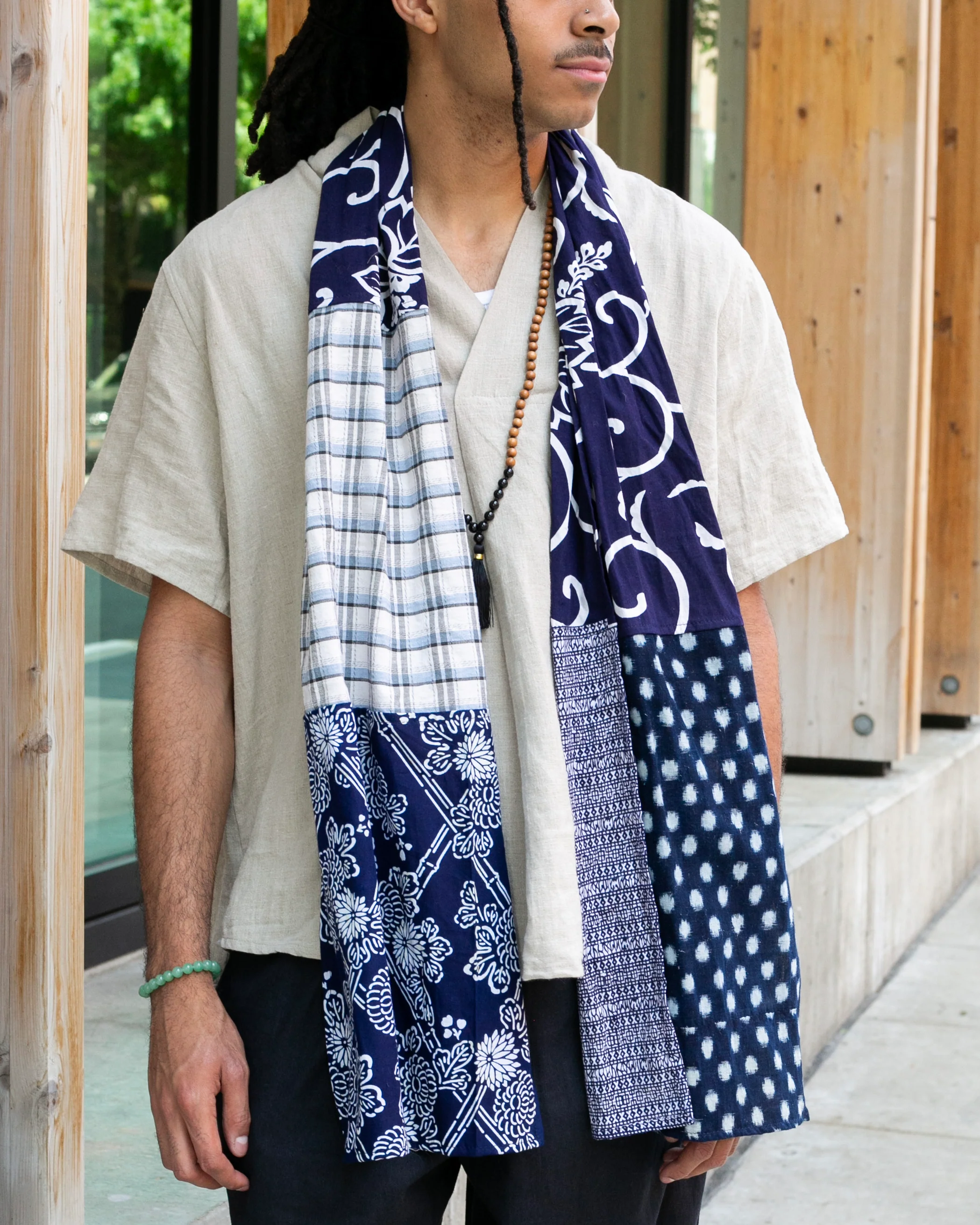 Kiriko Original Scarf, Patched Boro, Indigo, 27