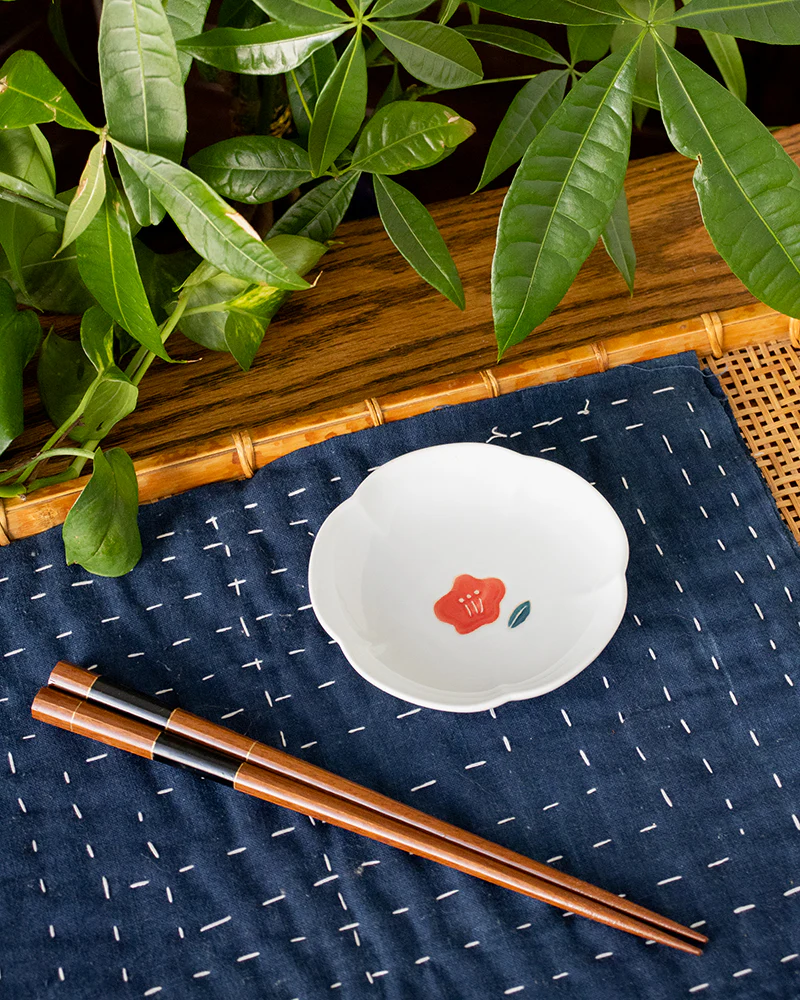 Mini Plate, Bisque, Nippon Ezara, Camellia
