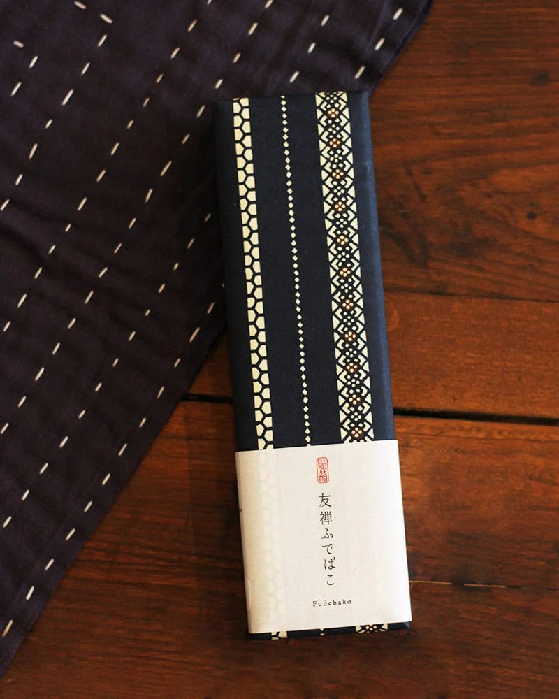 Shogado Pencil Box, Classic Series #19, Blue Geometric Pattern