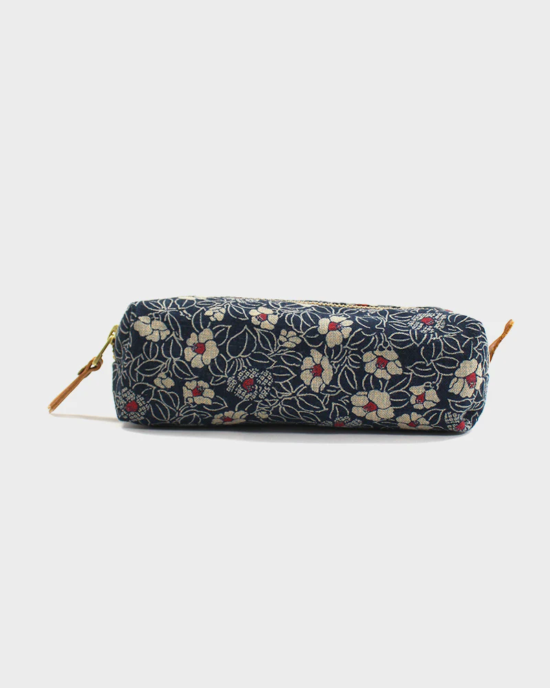Kiriko Original Pencil Pouch, Indigo Small Tsubaki - Image 2